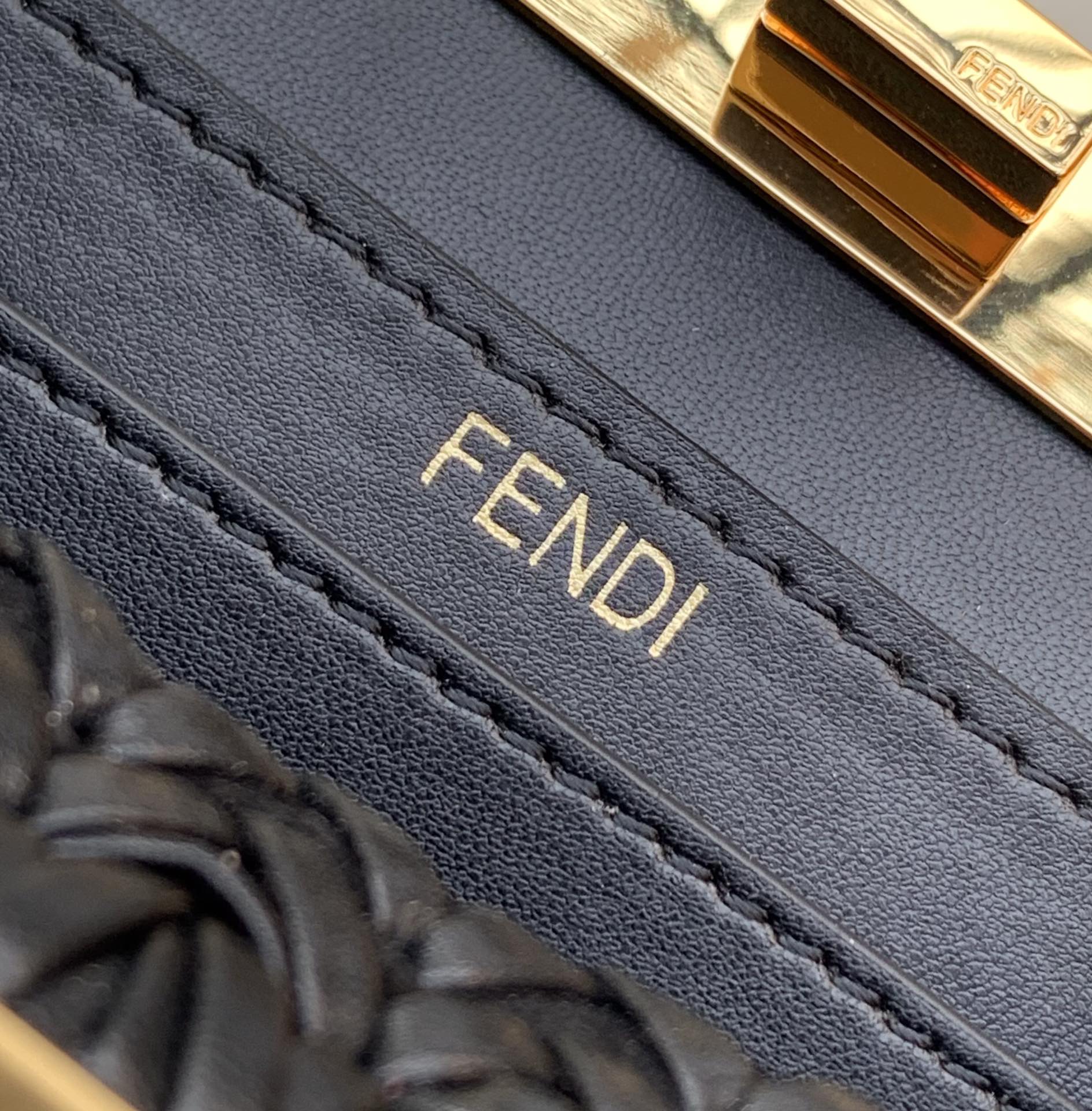 Fendi Peekaboo ISeeU Petite Black Interlace Leather Bag